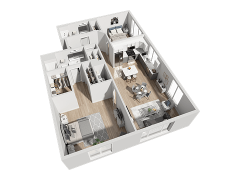 Floor plan for 2 beds, 2 baths, 1218 sqft